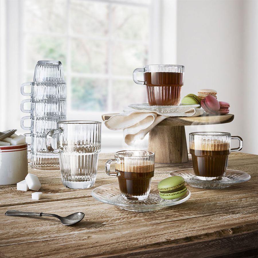 Barshine Tea Piattino Tazza Te Mug 14 cm In Vetro Set 36 Pz